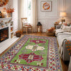 Kazak Rug Handmade Green Medallion 4x6 ft