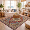 Heriz Area Rug Handmade Multi Medallion 5x8 ft
