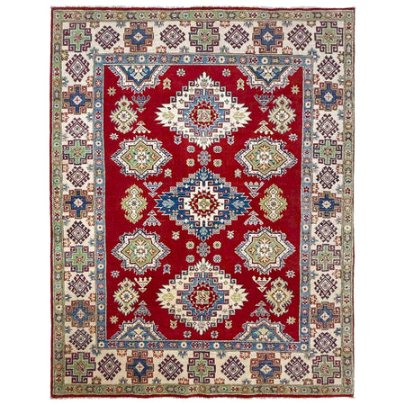 Kazak Rug Handmade Red Medallion 5x8 ft