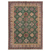 Kazak Rug Handmade Green Medallion 5x8 ft