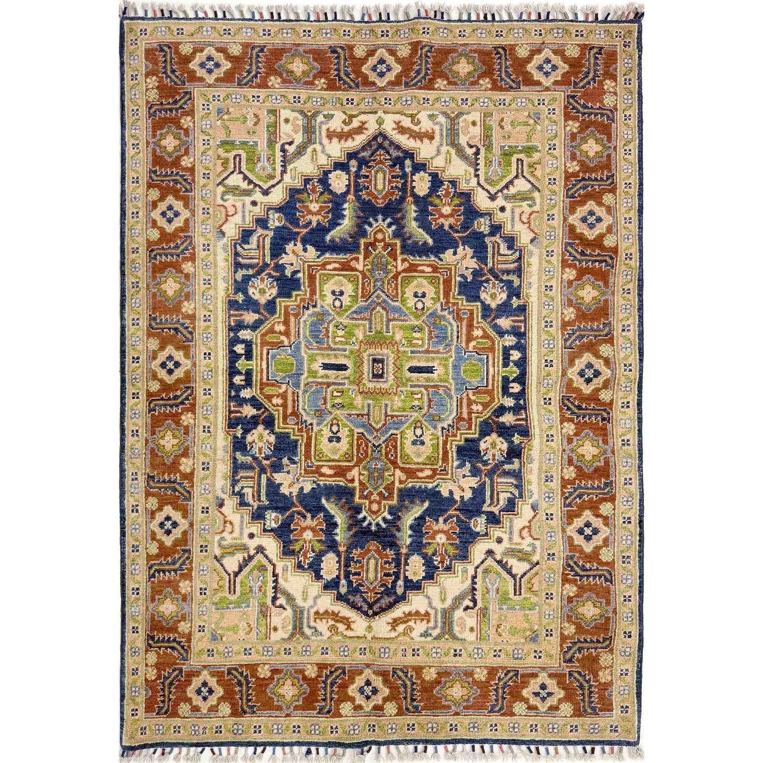 Heriz Area Rug Handmade Multi Medallion 4x6 ft