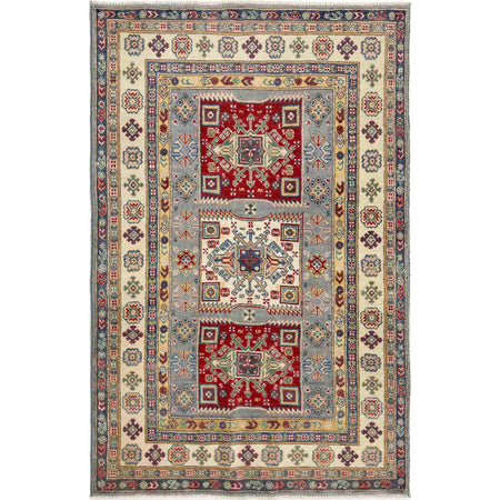 Kazak Rug Handmade Multi Medallion 4x6 ft