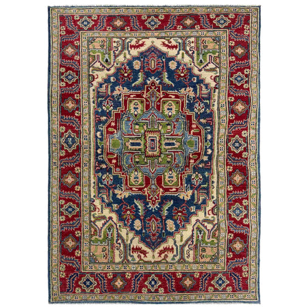 Heriz Area Rug Handmade Multi Medallion 4x6 ft