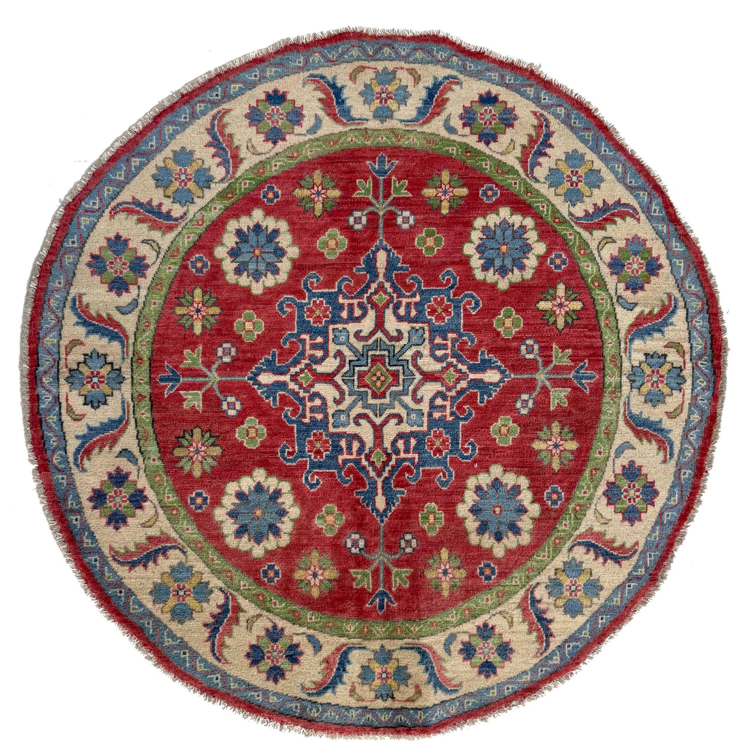 Kazak Rug Handmade Red Medallion 5x5 ft