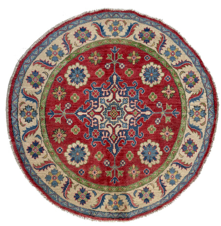 Kazak Rug Handmade Red Medallion 5x5 ft