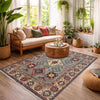 Kazak Rug Handmade Gray Medallion 4x7 ft