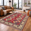 Kazak Rug Handmade Red Medallion 4x6 ft