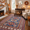 Kazak Rug Handmade Blue Medallion 4x6 ft