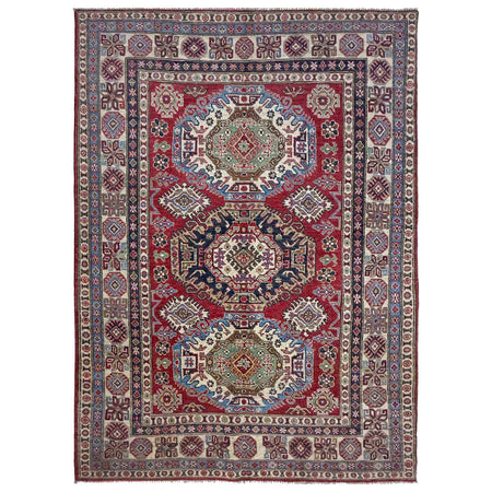 Kazak Rug Handmade Red Medallion 4x7 ft