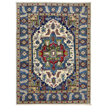 Heriz Area Rug Handmade Multi Medallion 4x6 ft