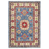 Kazak Rug Handmade Blue Medallion 4x6 ft