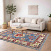 Kazak Rug Handmade Blue Medallion 4x6 ft
