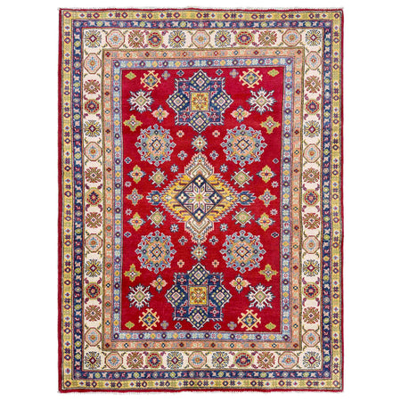 Kazak Rug Handmade Red Medallion 4x7 ft