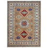 Kazak Rug Handmade Orange Medallion 4x7 ft