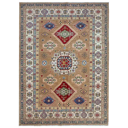 Kazak Rug Handmade Orange Medallion 4x7 ft