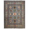 Kazak Rug Handmade Gray Medallion 4x7 ft
