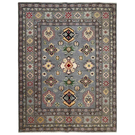Kazak Rug Handmade Gray Medallion 4x7 ft