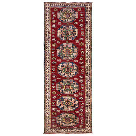 Kazak Rug Handmade Red Medallion 8' Runner
