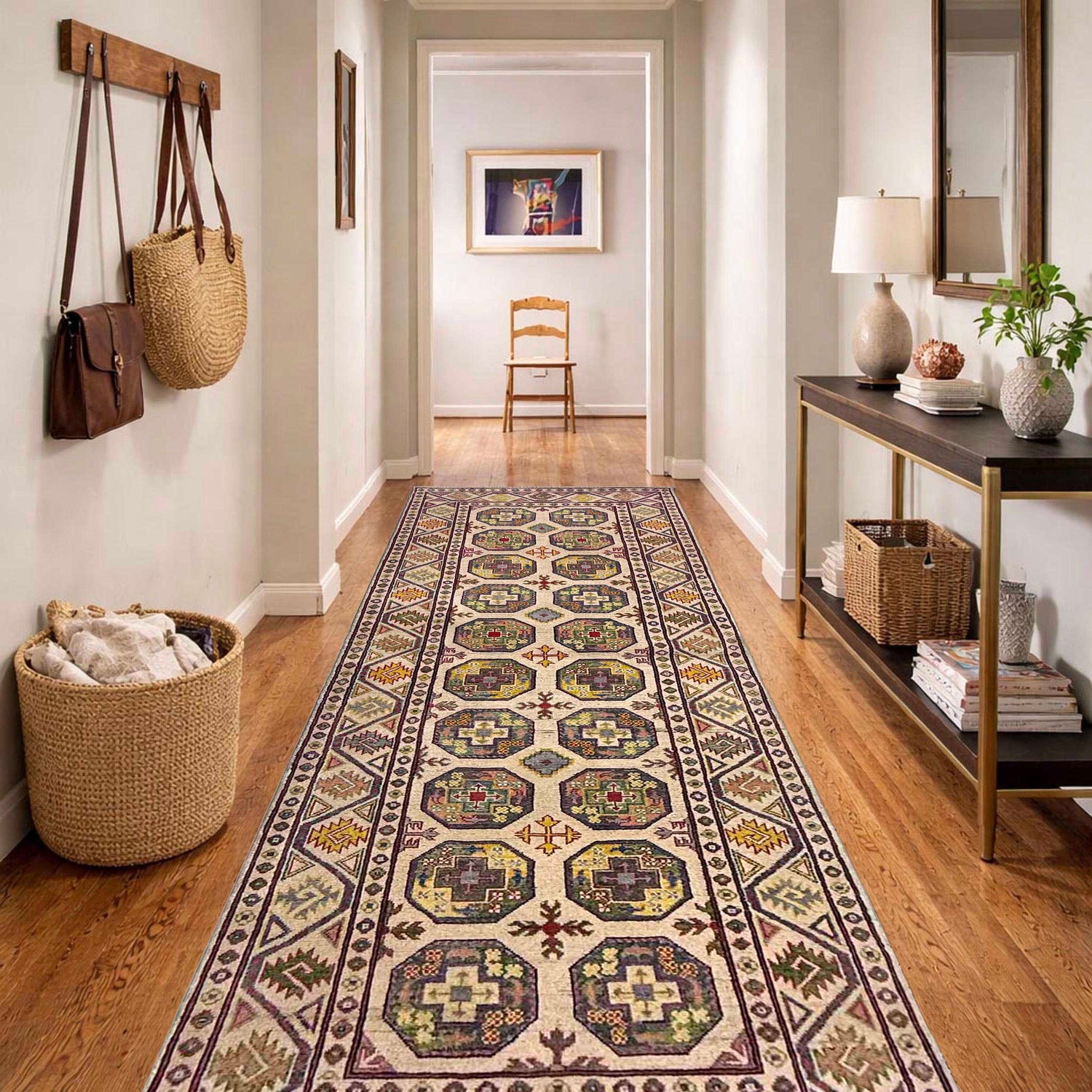 Waziri Runner Handmade Beige Medallion 10' Runner
