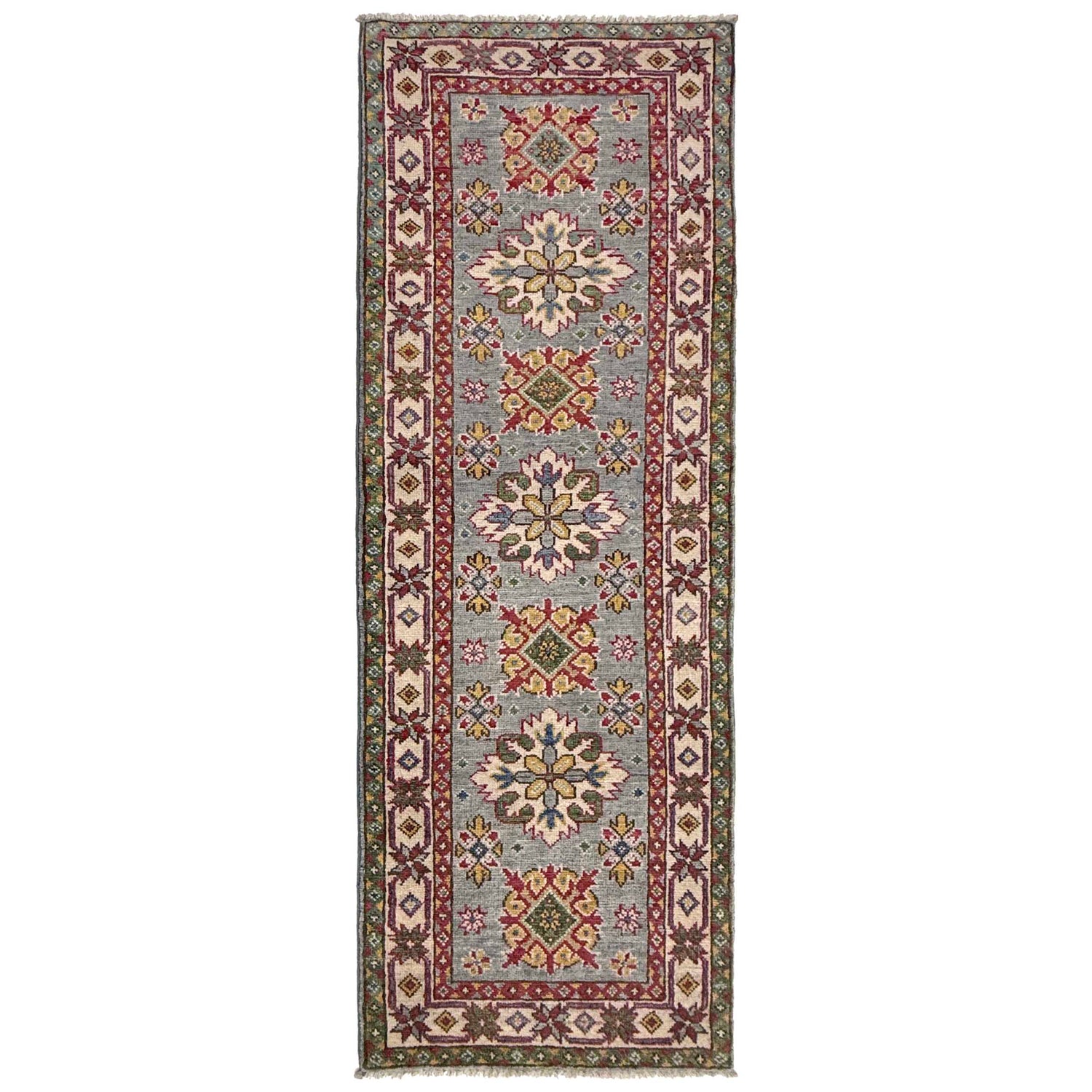 Kazak Rug Handmade Gray Medallion 6' Runner