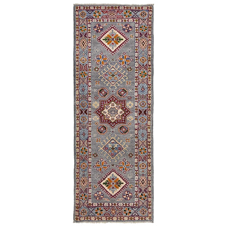 Kazak Rug Handmade Gray Medallion 5' Runner