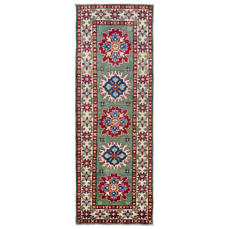 Kazak Rug Handmade Green Medallion 6' Runner