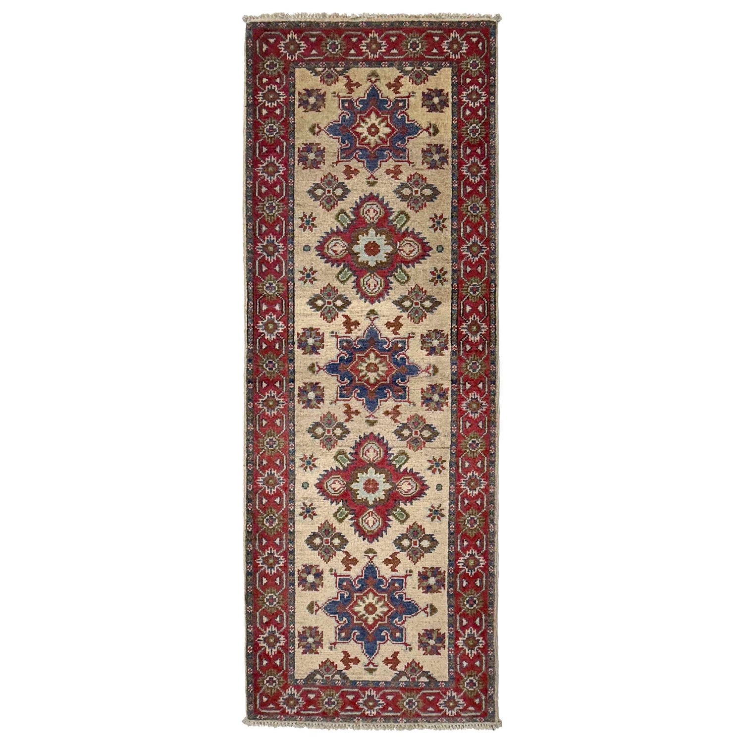 Kazak Rug Handmade Beige Medallion 5' Runner