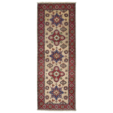 Kazak Rug Handmade Beige Medallion 5' Runner