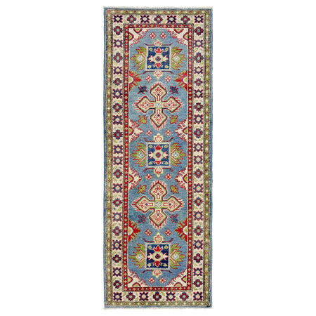 Kazak Rug Handmade Blue Medallion 6' Runner