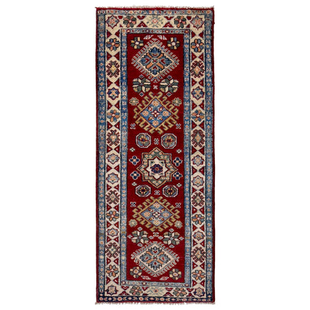 Kazak Rug Handmade Red Medallion 5' Runner