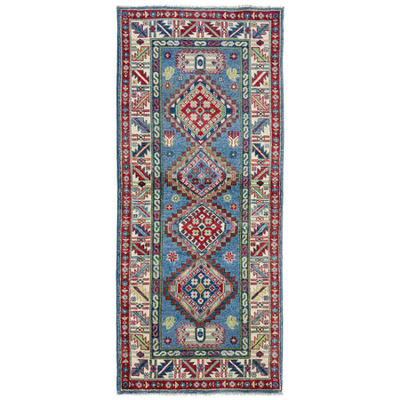 Kazak Rug Handmade Blue Medallion 6' Runner