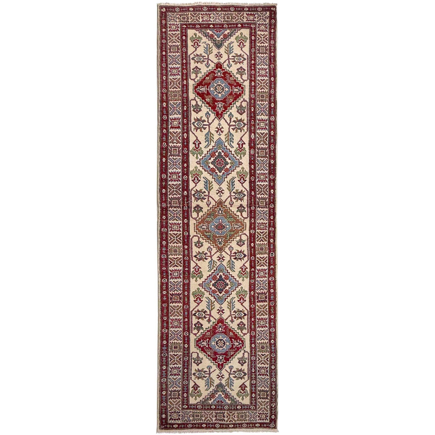 Kazak Rug Handmade Beige Medallion 10' Runner
