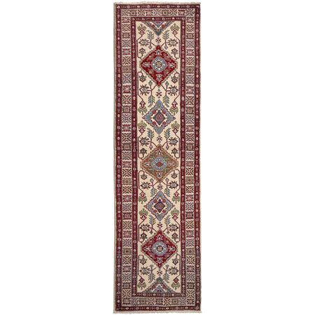 Kazak Rug Handmade Beige Medallion 10' Runner