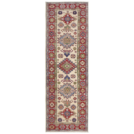 Kazak Rug Handmade Beige Medallion 10' Runner