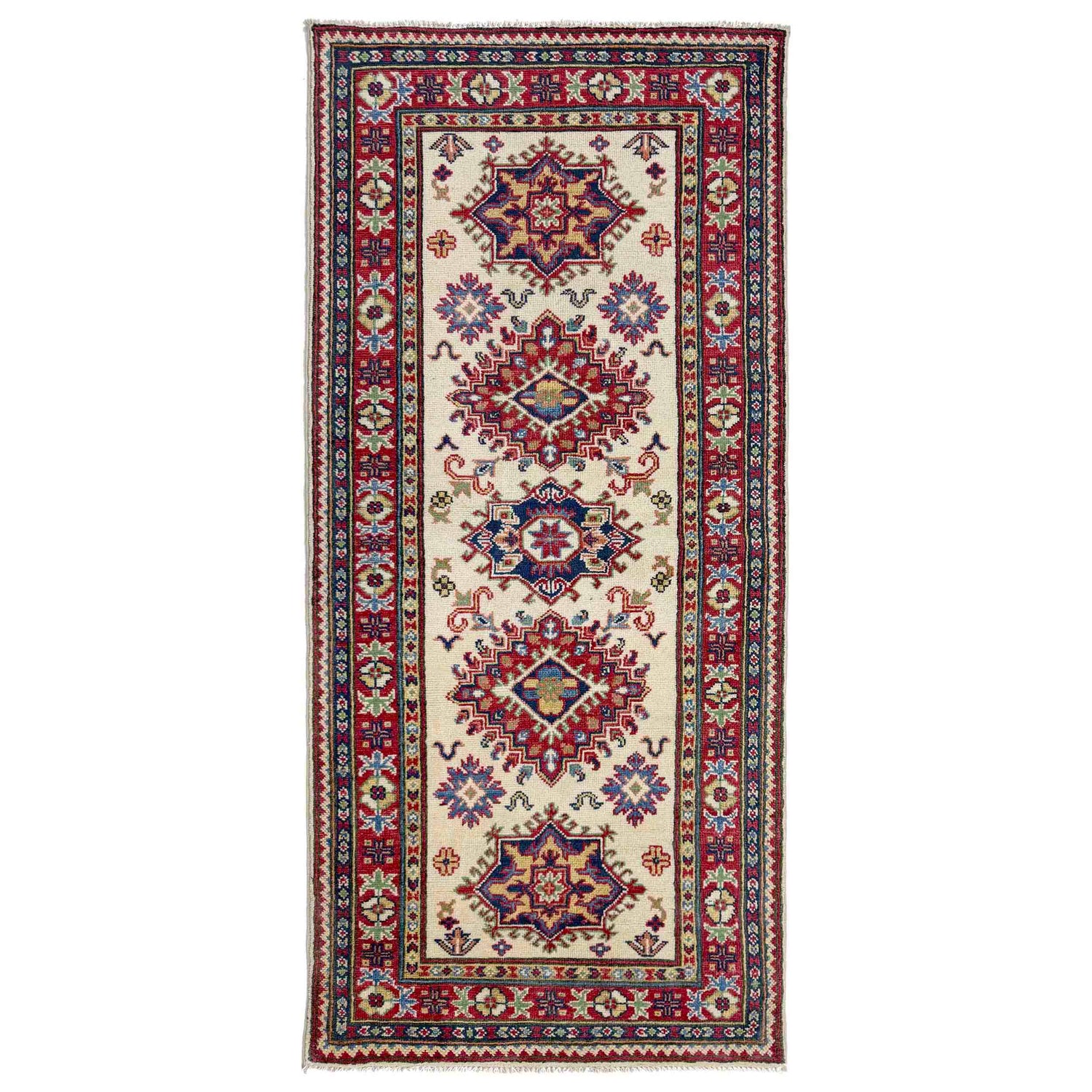 Kazak Rug Handmade Beige Medallion 6' Runner