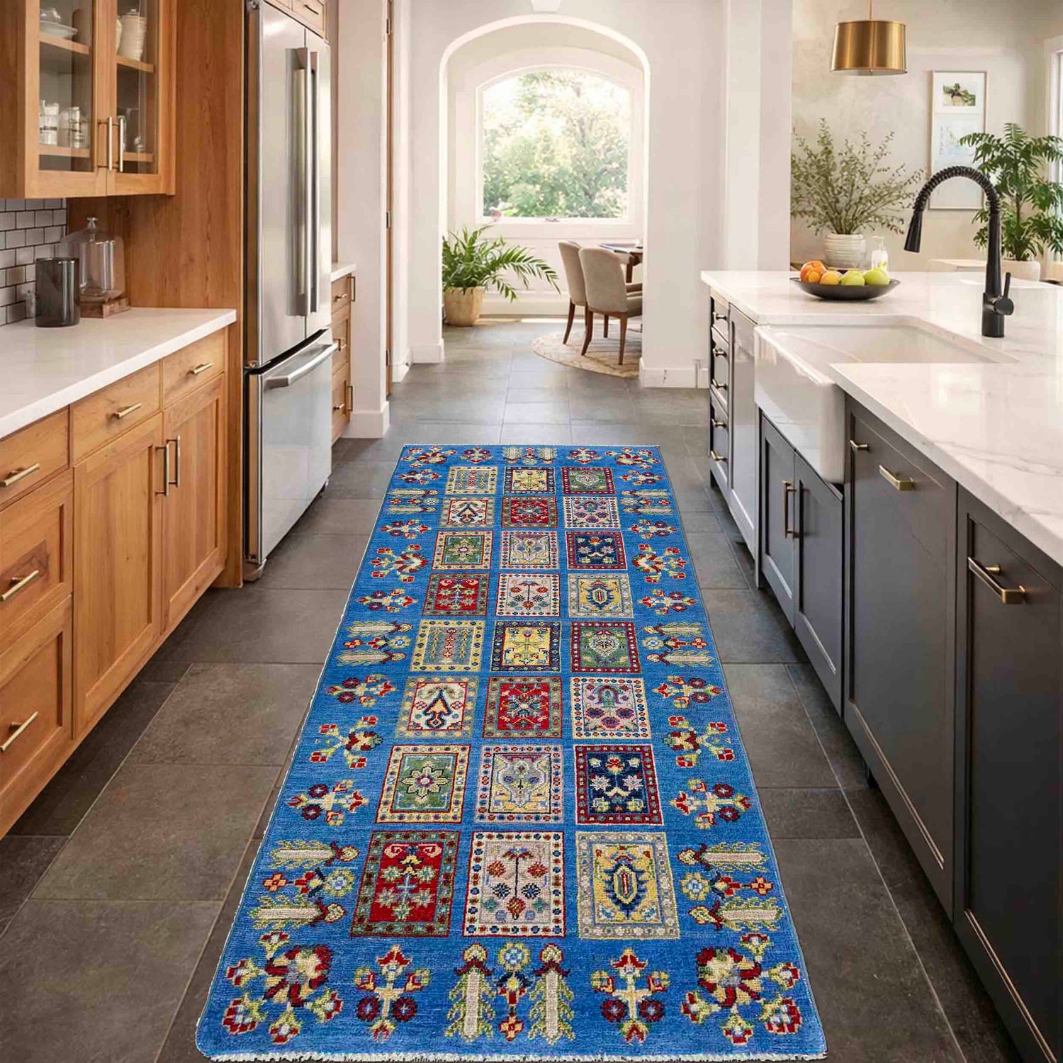 Bakhtiar Runner Rug Handmade Blue Floral 6' Runner