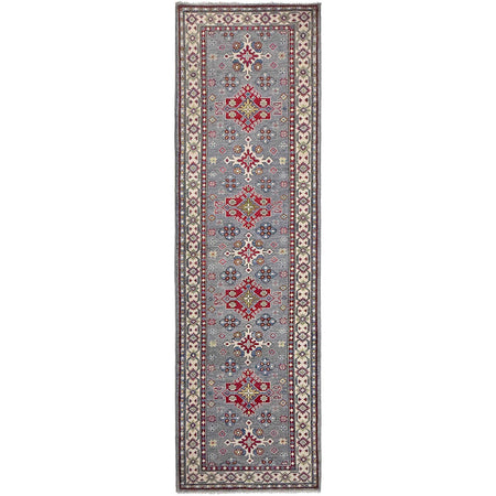Kazak Rug Handmade Gray Medallion 10' Runner