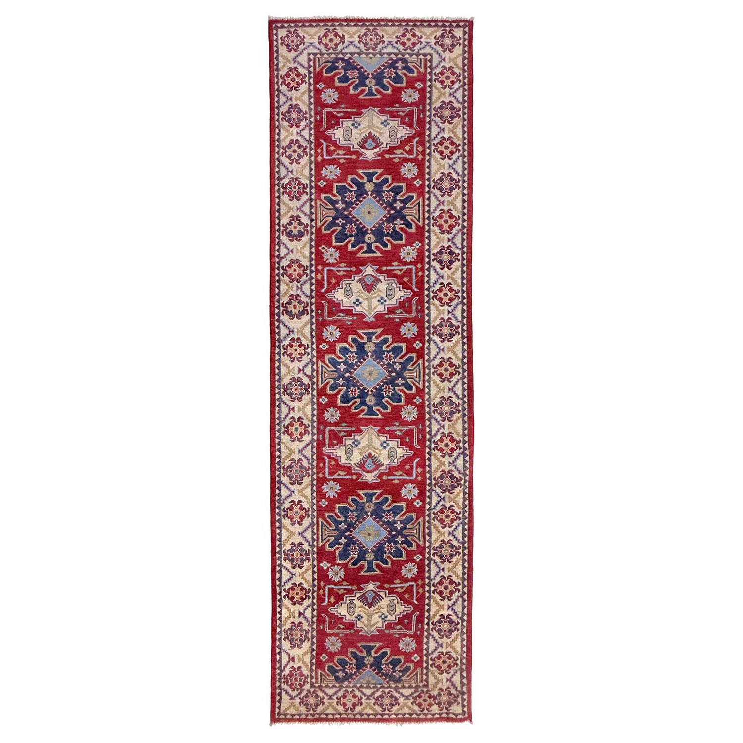 Kazak Rug Handmade Red Medallion 10' Runner