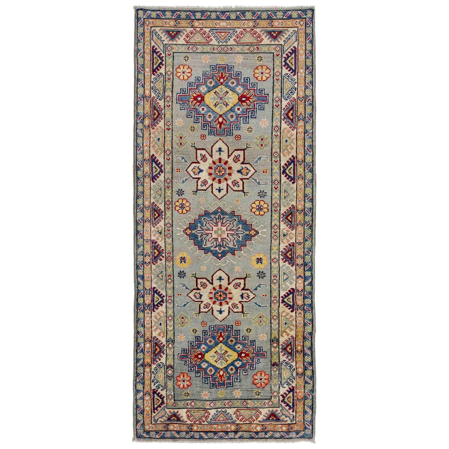 Kazak Rug Handmade Gray Medallion 6' Runner