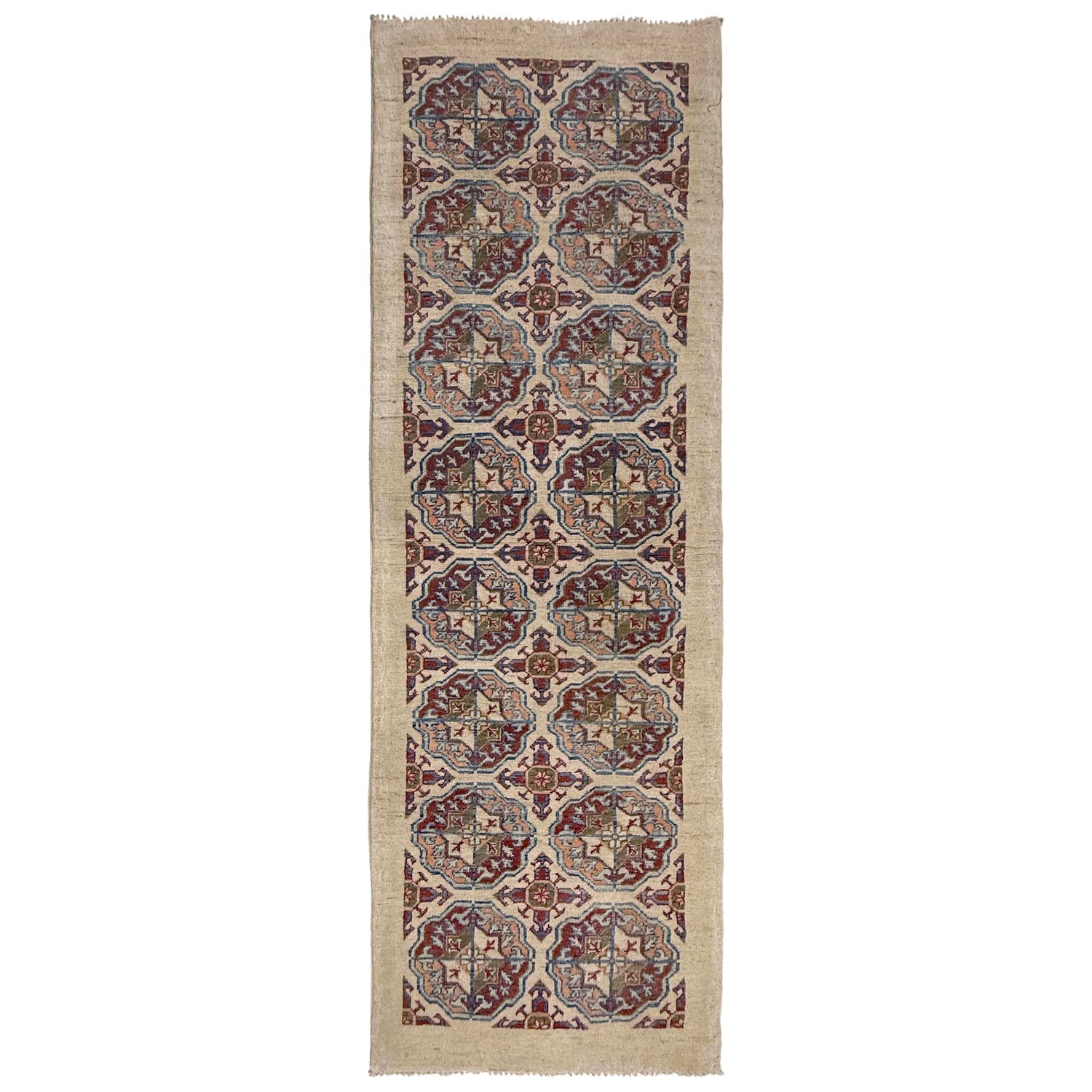 Waziri Runner Rug Handmade Beige Medallion 8' Runner