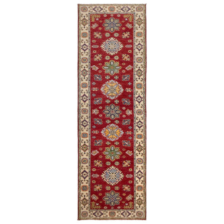 Kazak Rug Handmade Red Medallion 10' Runner