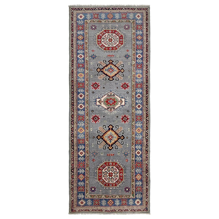 Kazak Rug Handmade Gray Medallion 8' Runner