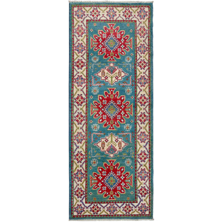 Kazak Rug Handmade Blue Medallion 6' Runner