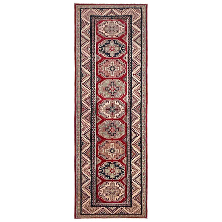Kazak Rug Handmade Red Medallion 10' Runner
