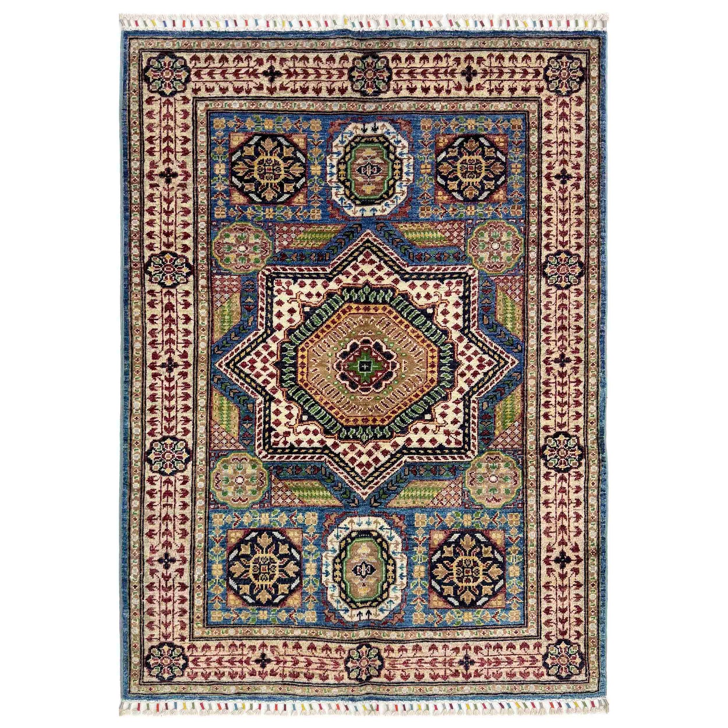 Mamluk Area Rug Handmade Multi Medallion 3x5 ft