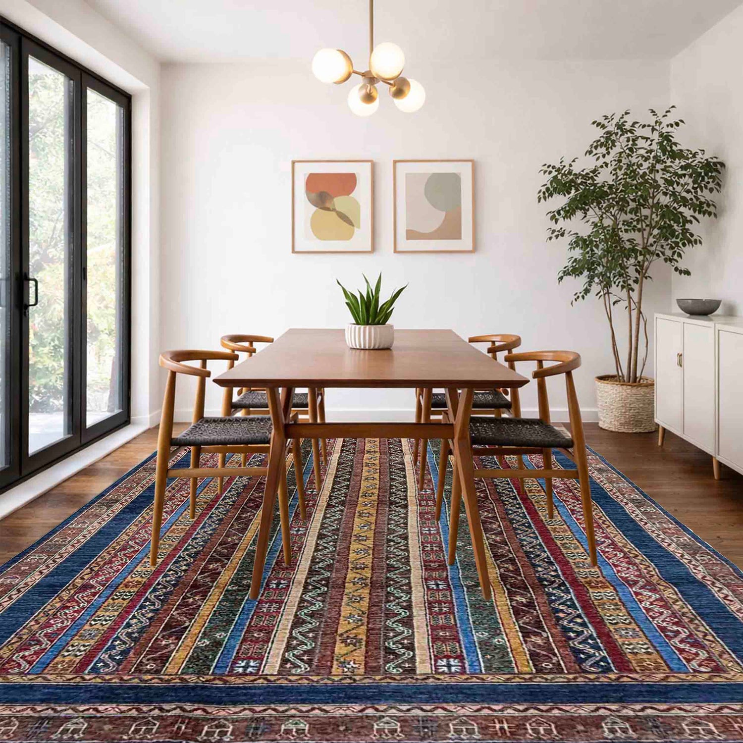 Shawl Area Rug Handmade Multi Floral 5x8 ft