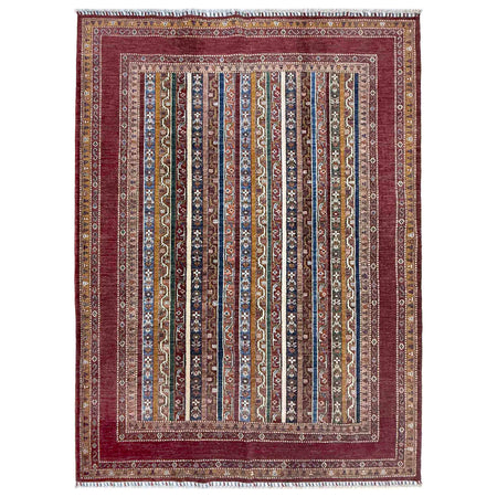 Shawl Area Rug Handmade Red Floral 5x8 ft