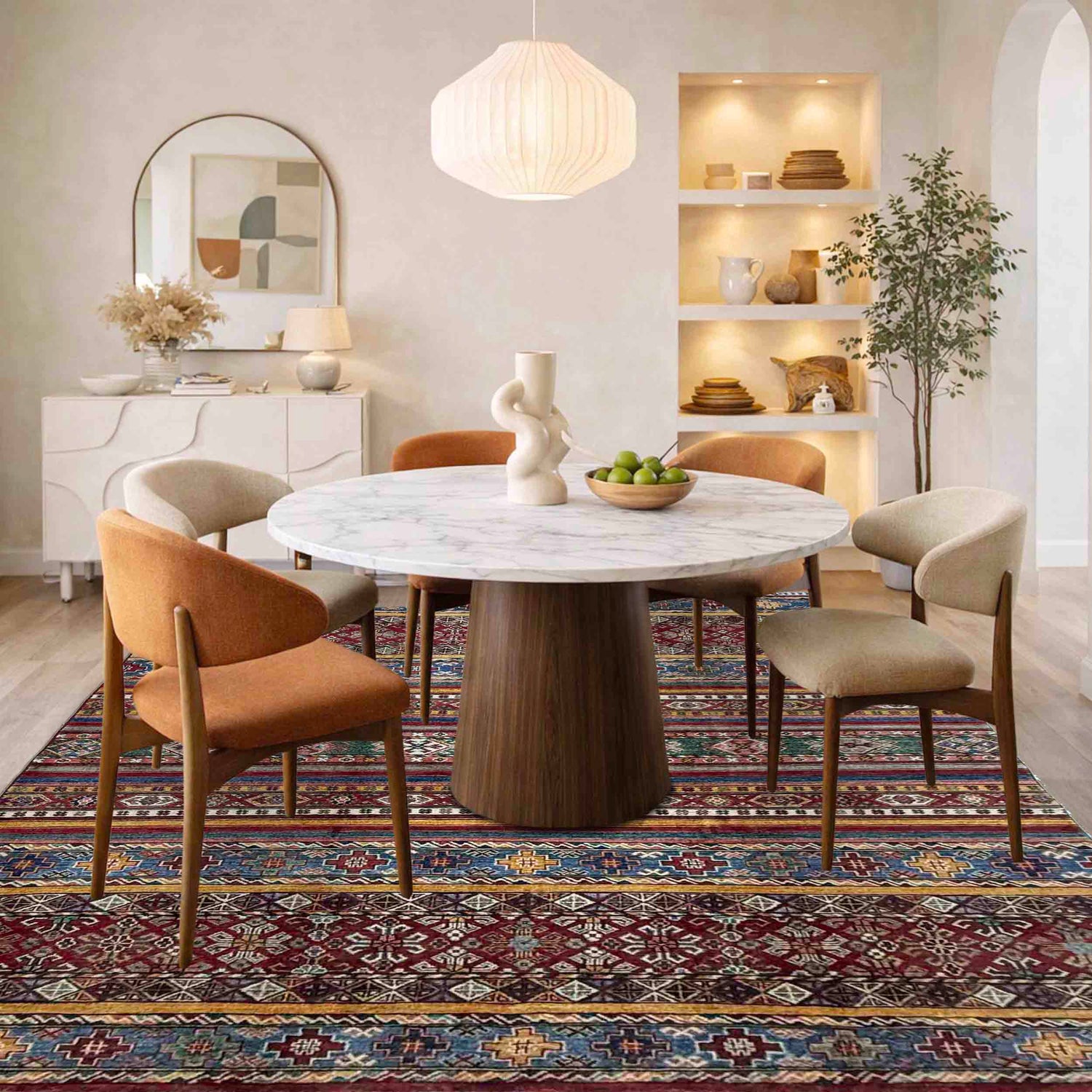 Gabbeh Area Rug Handmade Multi Medallion 5x8 ft
