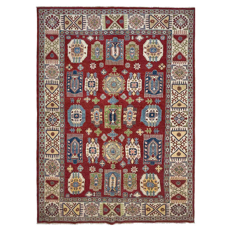 Kazak Rug Handmade Red Medallion 7x10 ft