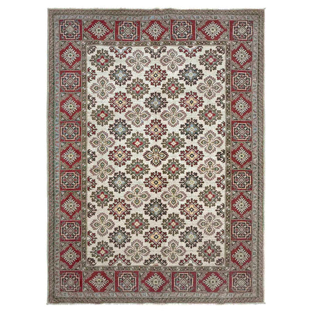 Kazak Rug Handmade Beige Medallion 6x9 ft